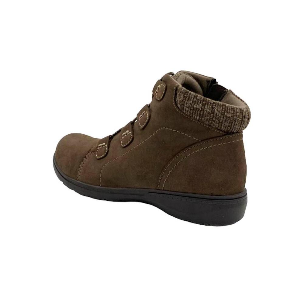 Clarks Collection Leather & Knit Ankle Boots Carleigh Jade Taupe - Narrow - Picture 2 of 3